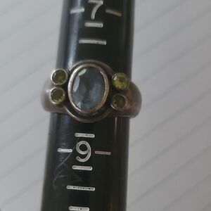 Sterling Silver and Blue & Green Gemstone Ring